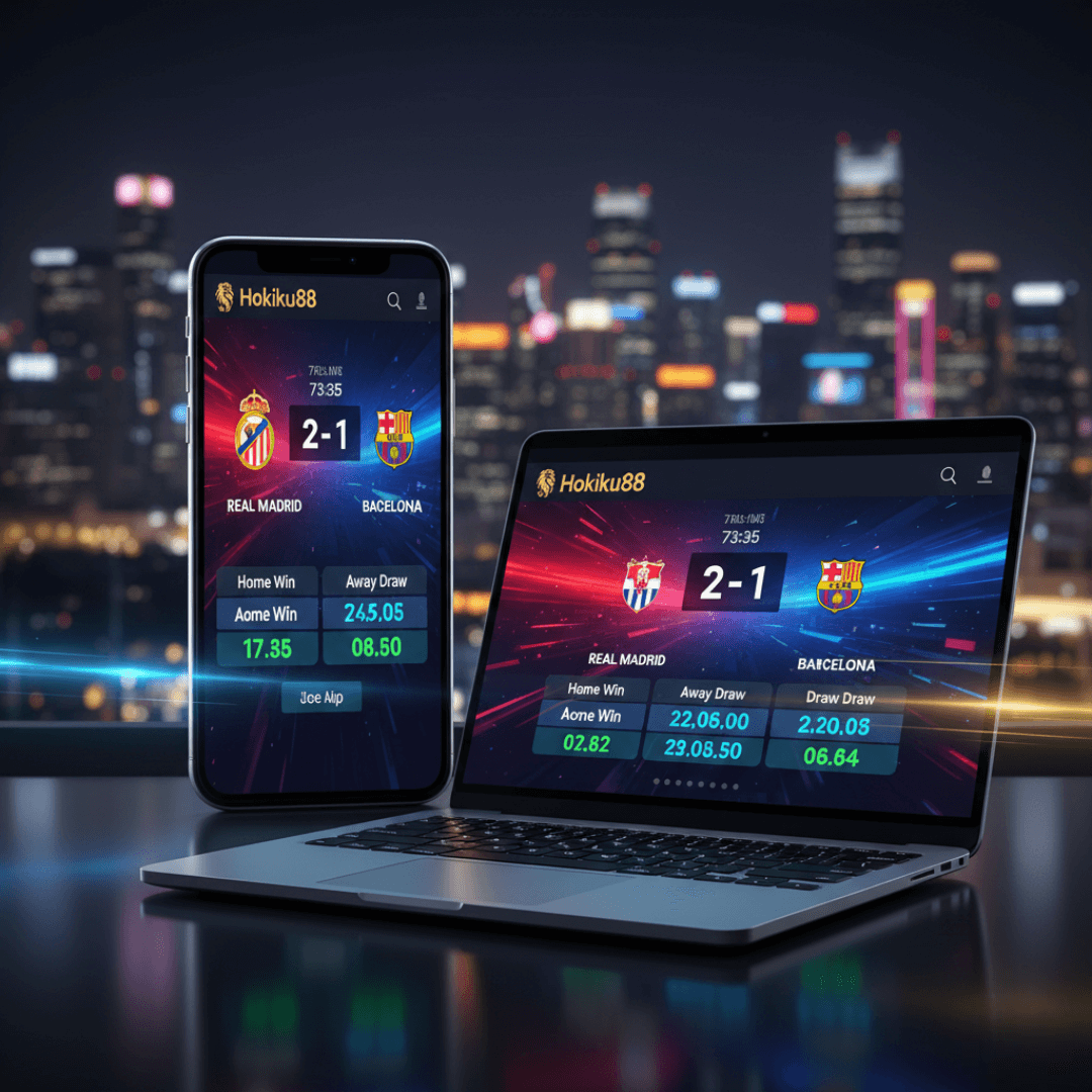 Seorang pemain tengah fokus menganalisis statistik dan data pertandingan di laptop sebelum memasang taruhan bola online.